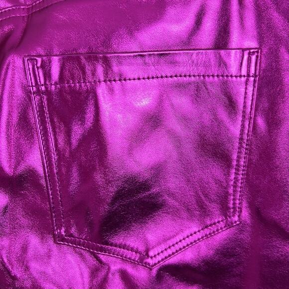 Blank NYC x Free People Women’s 30 Hot Pink Vegan Leather Wide Leg Pants NWT - Picture 7 of 8